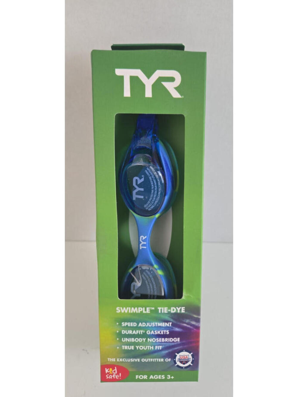 TYR Active Swimple True Youth Swim Goggles Mirrored Tie Dye Frame Anti Fog